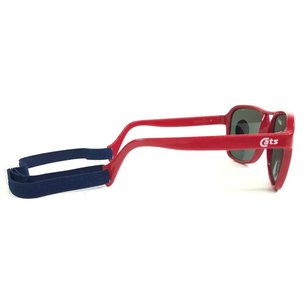 Vintage Bausch & Lomb Ray-Ban Sunglasses Cats 4000 Red w/ Green Lenses and Strap